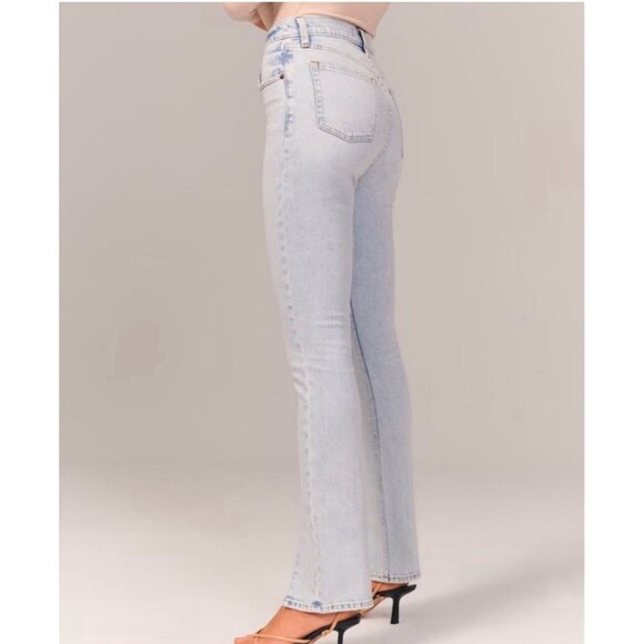Abercrombie & Fitch The Skinny High Rise Split Hem Vent Jeans Blue 27/4 Long - Picture 4 of 16